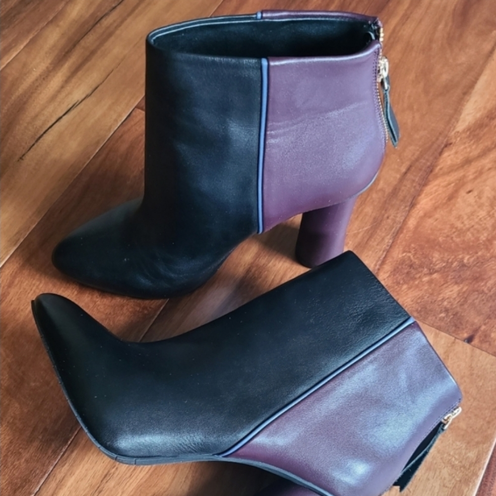 CAbi Black and Purple Heeled Boots